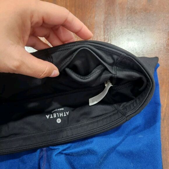 Athleta Leggings 7/8 Mid Rise Pockets Umbre Solid Stripes Lot Of 2 Sz XS - Picture 6 of 8